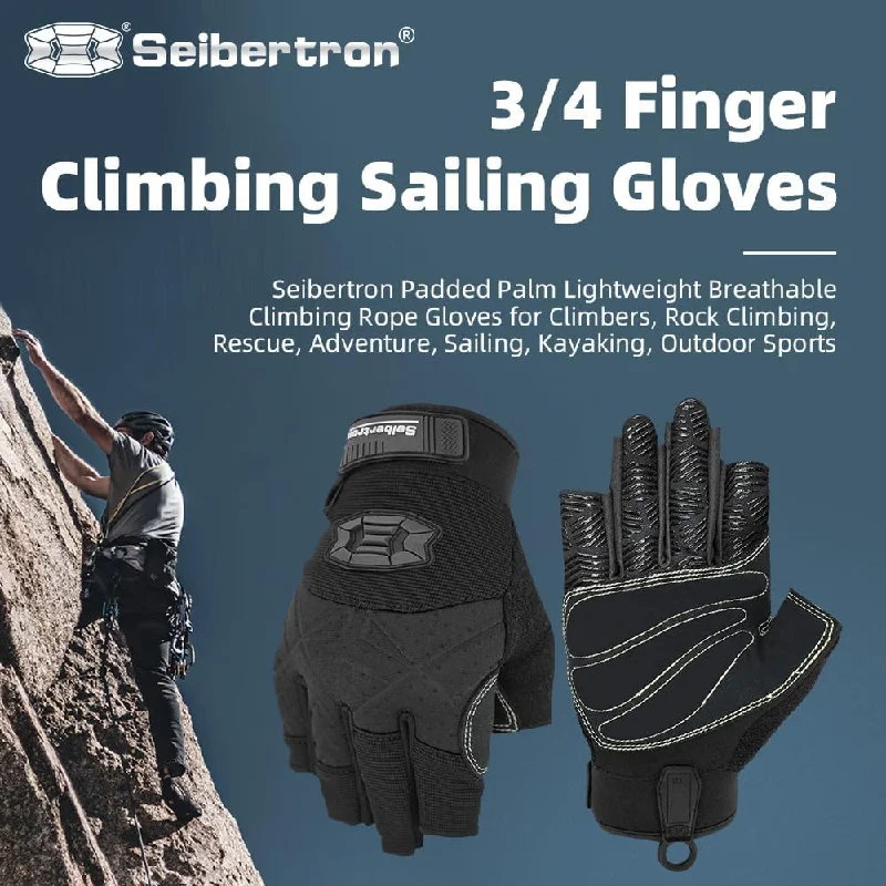 medical gloves -  Seibertron Half Finger Climbing Gloves – Padded Palm, Lightweight & Breathable for Rock Climbing, Rescue, Sailing, Kayaking & Outdoor Adventures