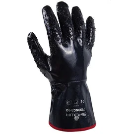 diving gloves -  SHOWA™ Size 10 Heavy Duty Nitrile Full Hand Coated Work Gloves With Cotton Liner And Gauntlet Cuff, Pair