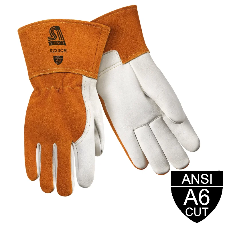 multicolor gloves -  Steiner Industries 0233CR Premium Grain Cowhide MIG ANSI A6 Cut Resistant  Welding And Metal Fabricator Gloves (One Dozen)