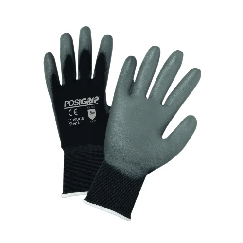 rubber gloves -  West Chester 713SUGB Economy Gray PU, Palm Coat on Black 13 Gauge Nylon Liner, 12 Pair