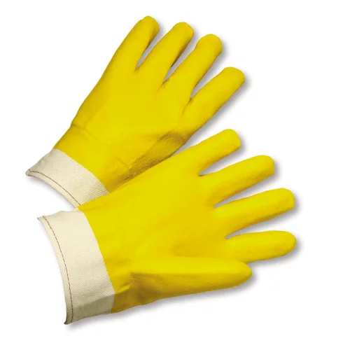 lined gloves -  West Chester J1017ybt, PVC Chemical Glove, Bandtop, Yellow, 12 pair