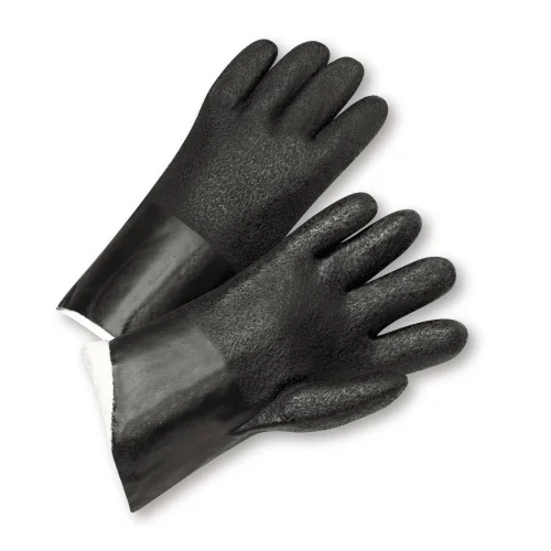 blended fabric gloves -  West Chester J210 10" PVC Chemical Glove, Acid Grip Finish, Jersey Lined, 12 pair