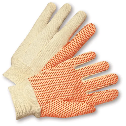 casual gloves -  West Chester SOK01PDI, Knit Wrist Canvas Gloves with Orange PVC Dots 12 Pair