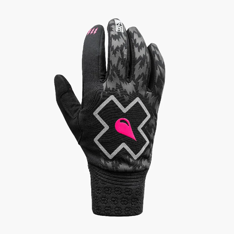 merino gloves -  Winter Rider Gloves - Black/Grey Bolt