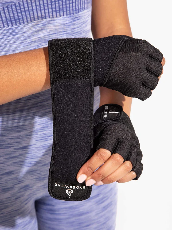 fingerless gloves -  Wrap Lifting Gloves - Black