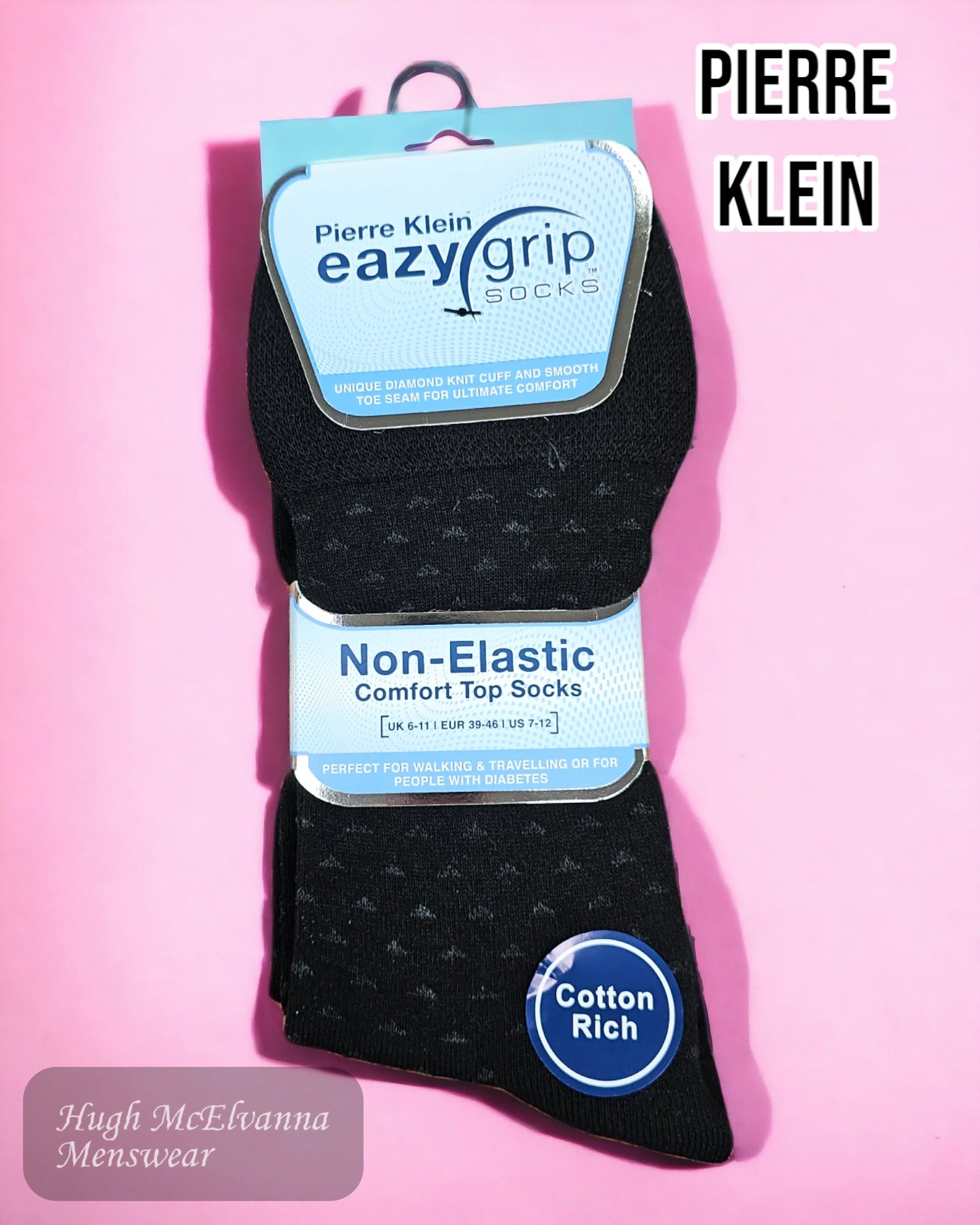 sock inventory -  Pierre Klein Black 3Pk. Eazy Grip Socks