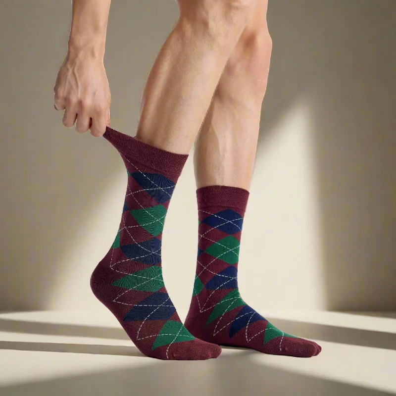 sock quality men -  Men's Bamboo Dress Socks • Pattern Pack of 5 Pairs • Burgundy