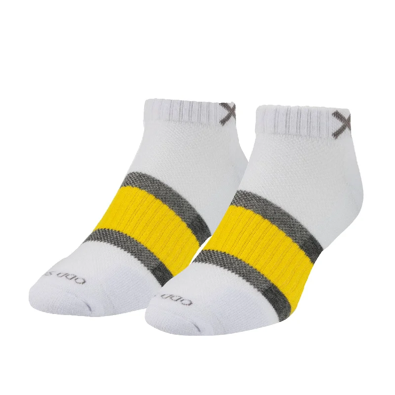 sock guarantee kids -  Basix Men Ankle 3 Stripe White Gray Yellow