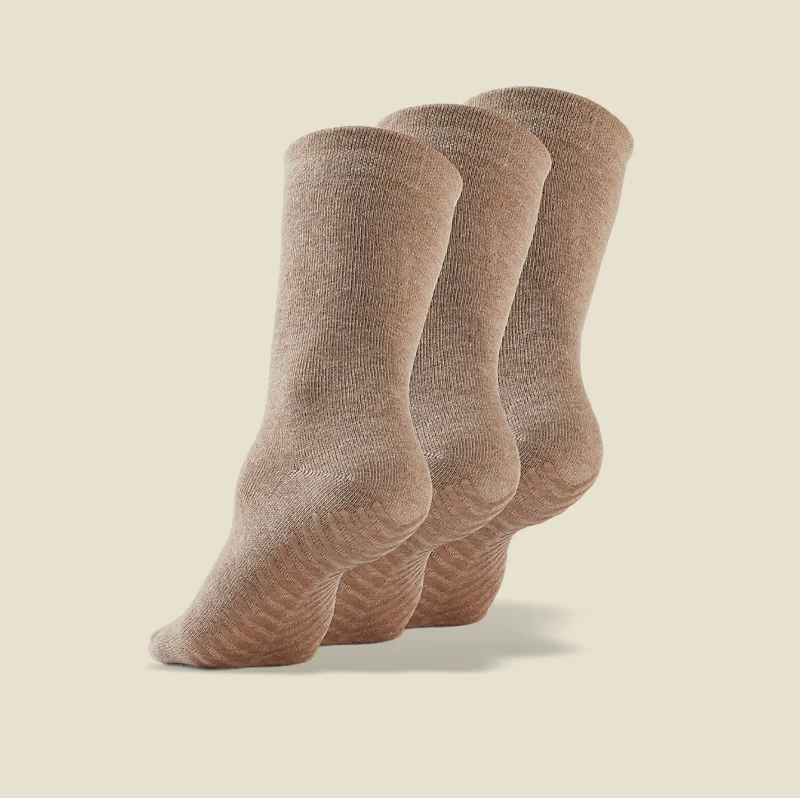 sock uses kids -  Men's Beige/Tan Original Crew Non-Slip Socks - 3 pairs