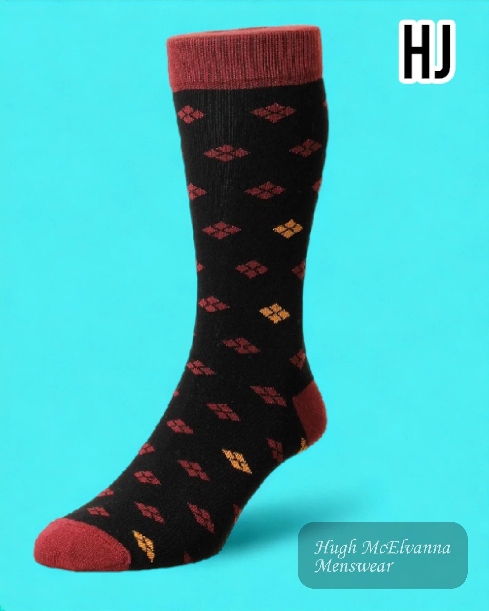 sock sets -  HJ Black/Burgundy Bamboo Sock - HJ6527