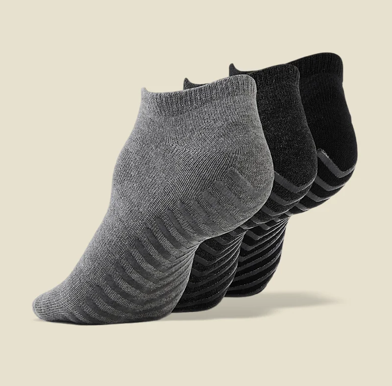 sock delivery women -  Men's Black/Grey Low Cut Ankle Non Skid Socks - 3 pairs