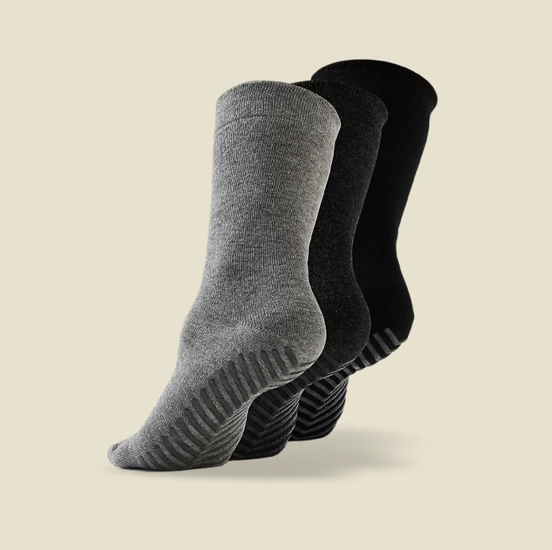 sock selection women -  Men's Black/Grey Original Crew Non-Slip Socks - 3 pairs