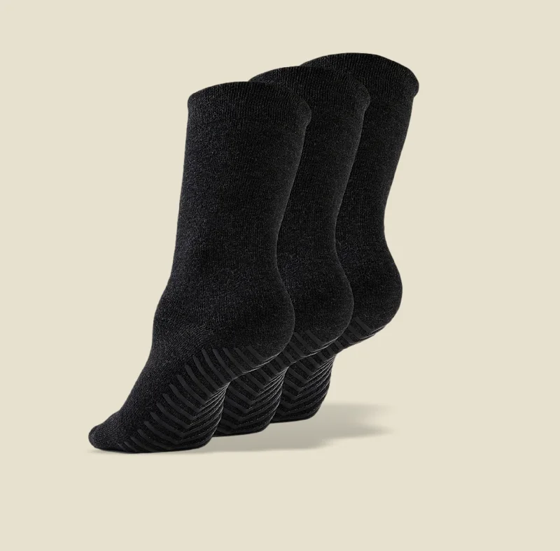 sock collections men -  Men's Black Original Crew Non-Slip Socks - 3 pairs