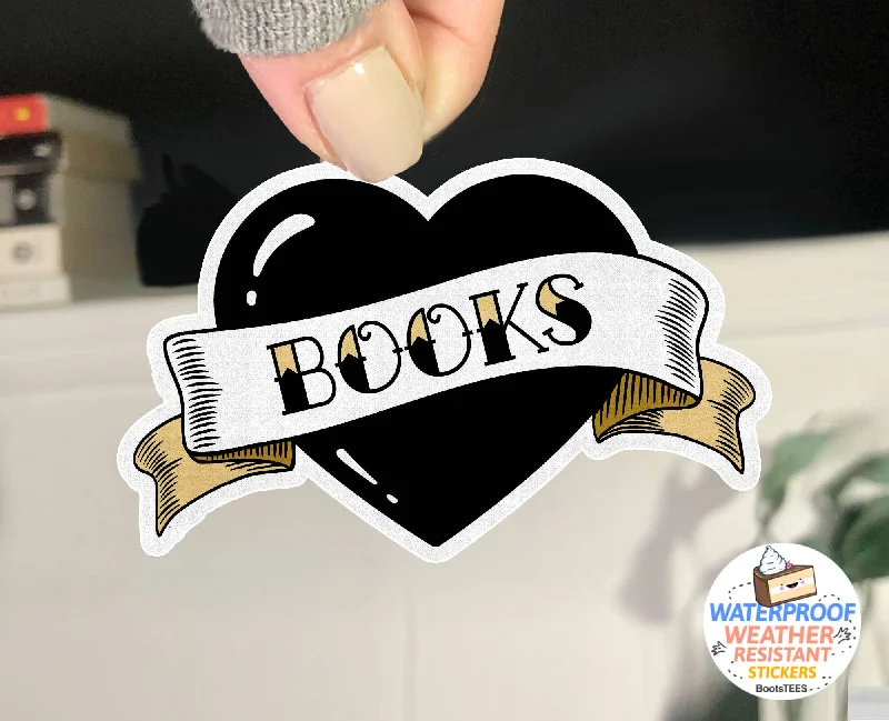 sock ratings 2025 -  Book Heart Sticker, 3" Waterproof Decal for Valentine's Day