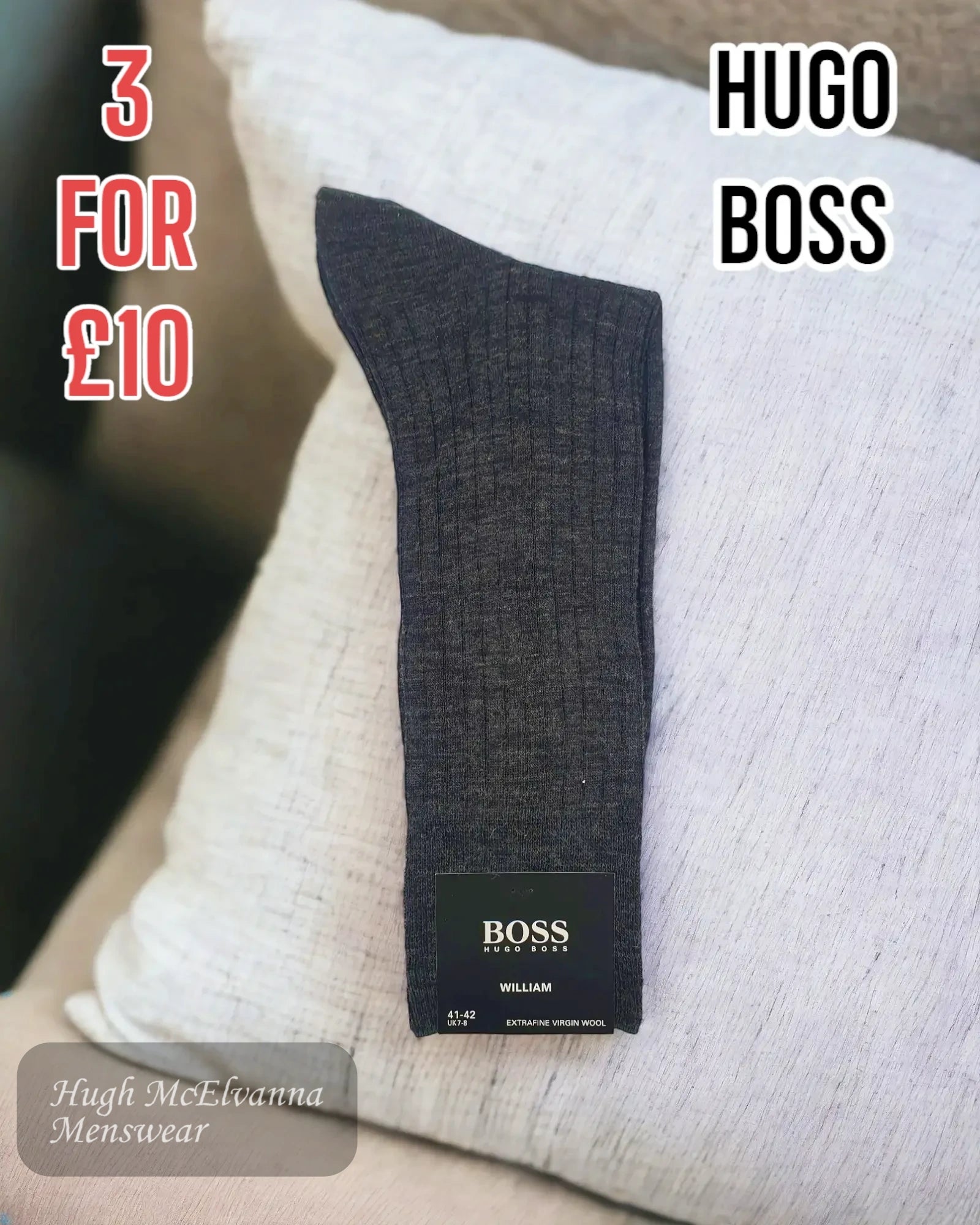 sock deals 2025 -  CHARCOAL Hugo Boss Sock