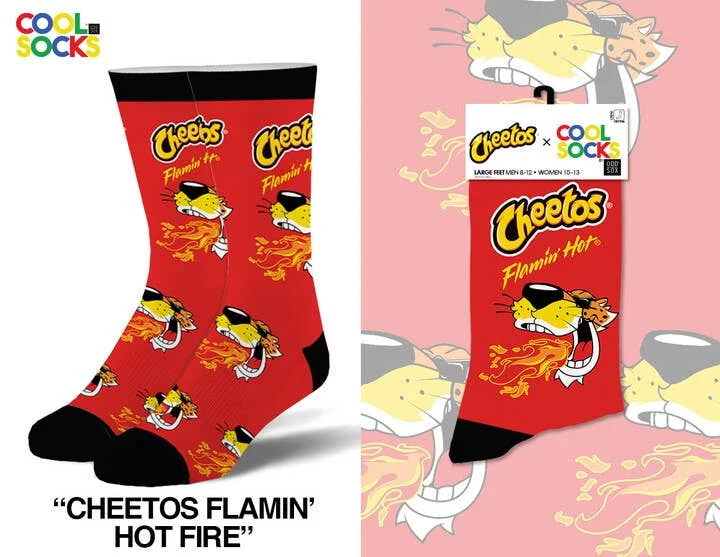 sock designs -  Cheetos Flamin Hot Fire - Mens Crew Folded