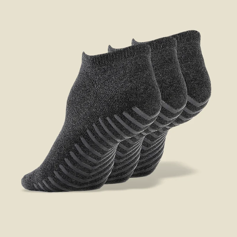 sock care men -  Men's Dark Grey Low Cut Ankle Non Skid Socks - 3 pairs