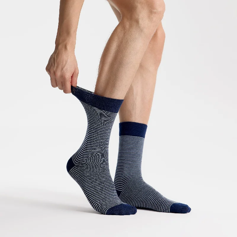 sock discounts online -  Men's Bamboo Dress Socks • Striped Pack of 1/3/5 Pairs • Blue Navy