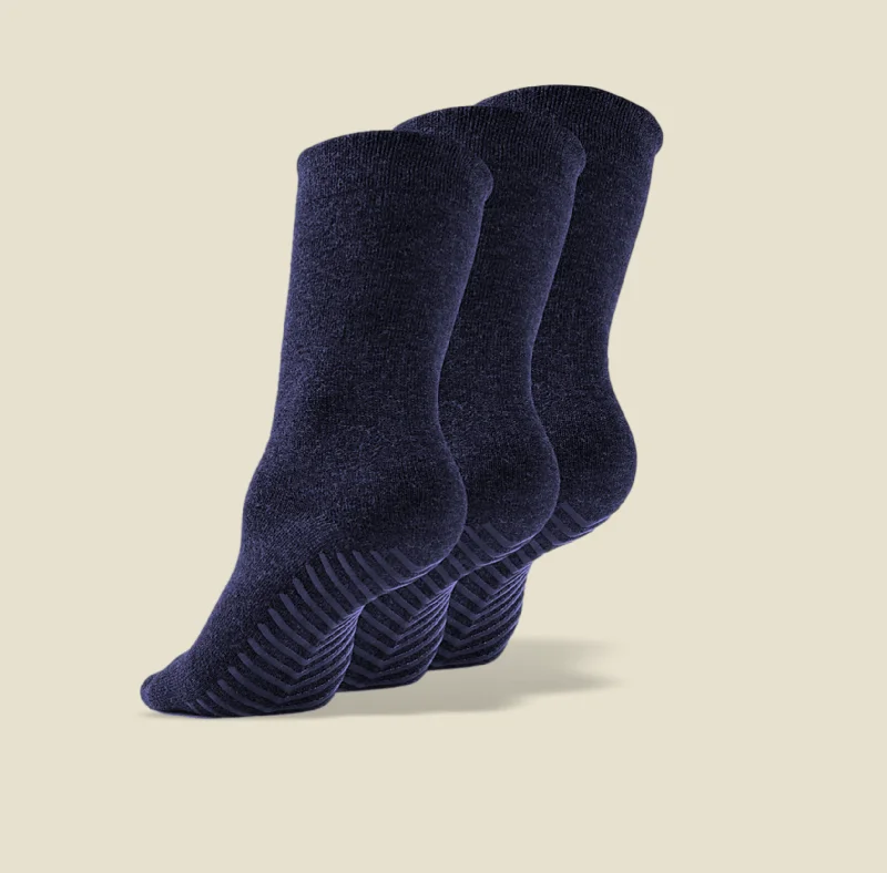 sock pairs men -  Men's Navy Original Crew Non-Slip Socks - 3 Pairs