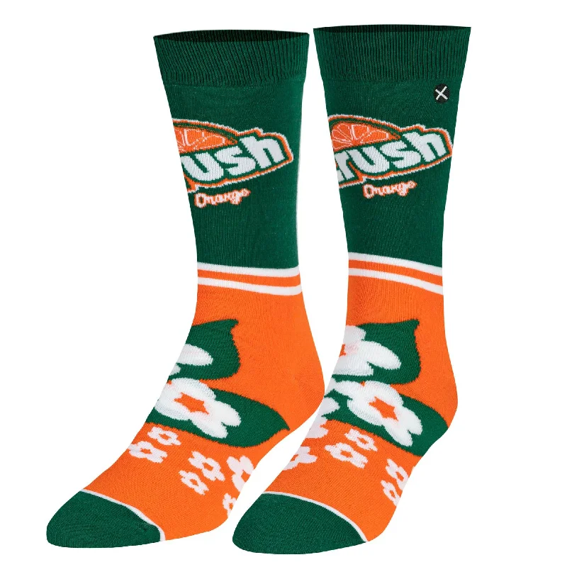 sock drying women -  Crush Orange Half Stripe  Men's Crew Socks