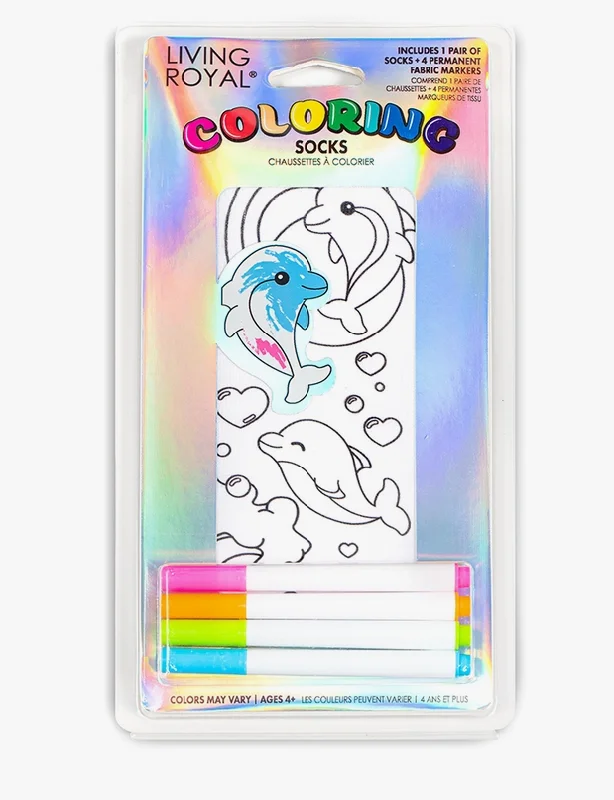 sock sizes -  Dolphin Love Coloring Socks