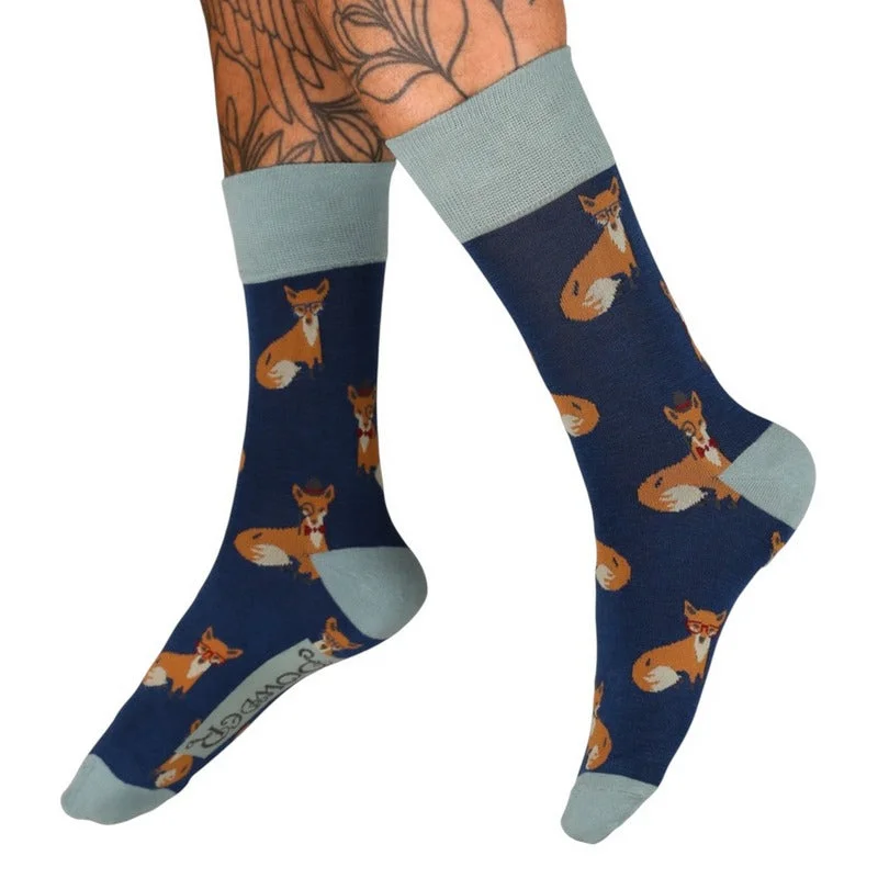 sock designs kids -  Esteemed Foxes Men's Socks in Blue