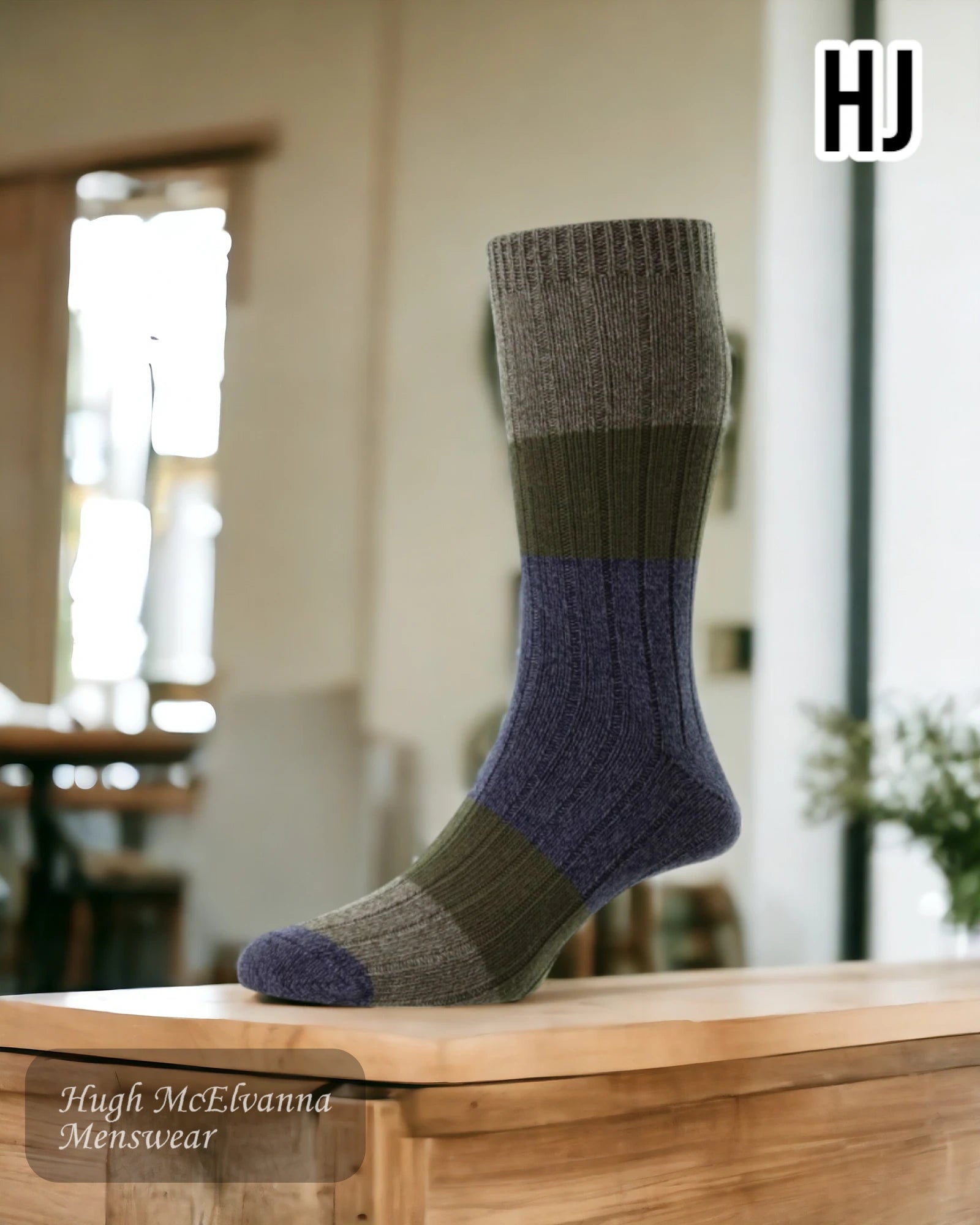 sock codes -  HJ Green Chunky Cotton Socks - HJ7185