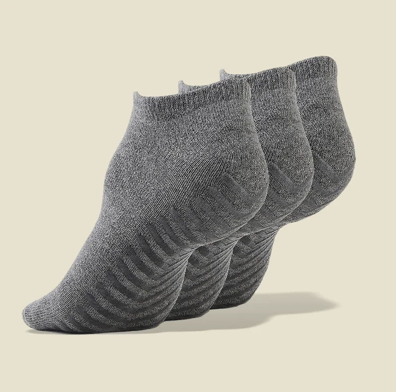 sock styles men -  Men's Light Grey Low Cut Ankle Non Skid Socks - 3 pairs