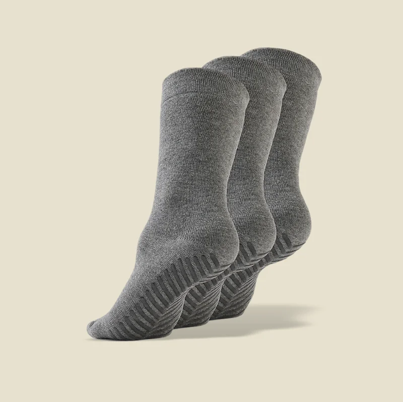 sock warranty men -  Men's Light Grey Original Crew Non-Slip Socks - 3 pairs