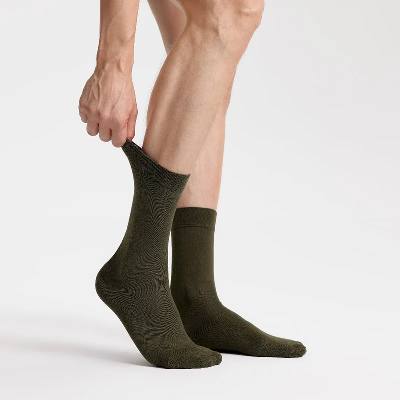 sock stock online -  Men's Bamboo Dress Socks • Solid Pack of 1/3/5 Pairs • Green Khaki