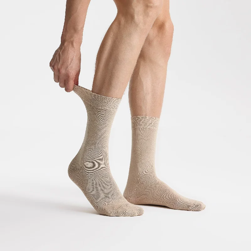 sock types online -  Men's Bamboo Dress Socks • Solid Pack of 1/3/5 Pairs • Camel Khaki