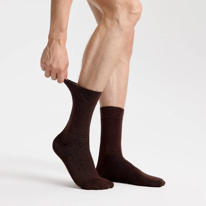 sock singles online -  Men's Bamboo Dress Socks - Solid Pack of 1/3/5 Pairs Dark Brown