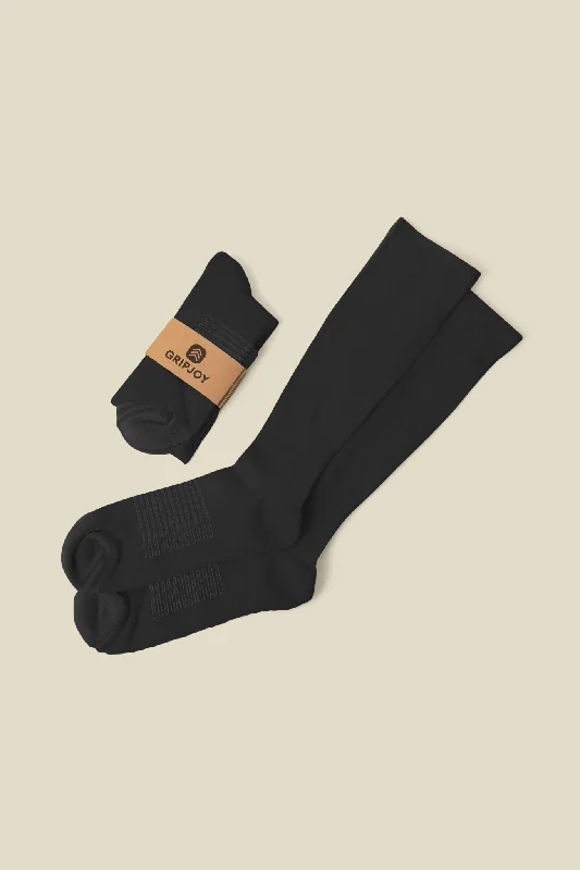 sock drying men -  Men's Black Compression Socks with Grips - 2 Pairs