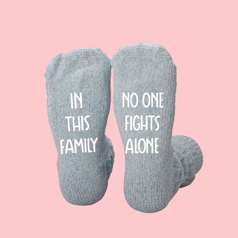 sock features online -  Women's "In this family, no one fights alone" Cancer Fighter Socks