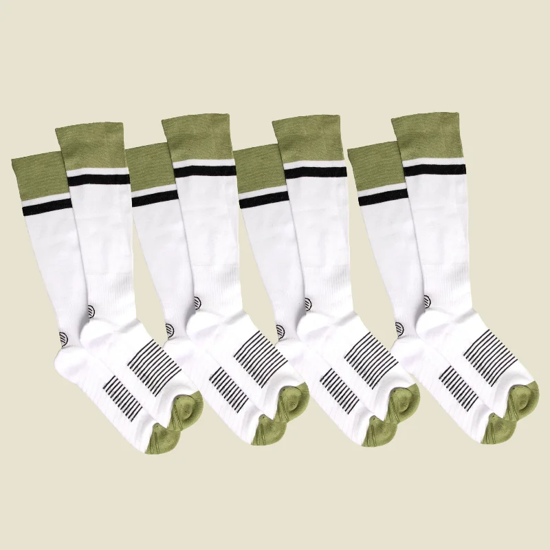 sock types kids -  Men's White/Black/Green Compression Socks with Grips - 4 Pairs