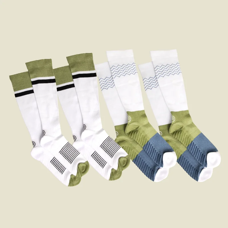 sock coupons men -  Men's White/Blue/Green Compression Socks with Grips Variety Pack - 4 Pairs