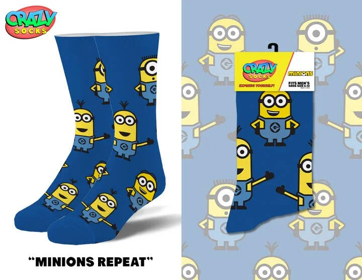 sock shipping men -  Minions Novelty Crew Socks