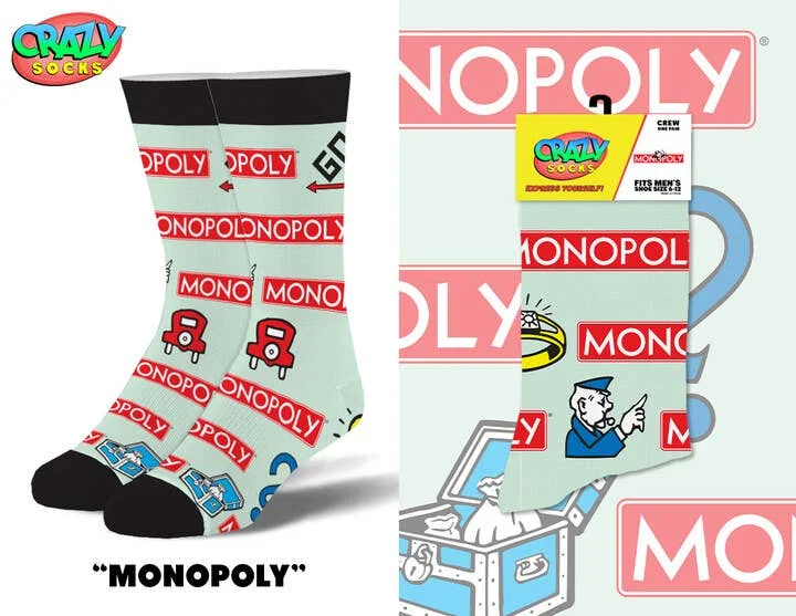 sock storage men -  Monopoly Novelty Crew Socks