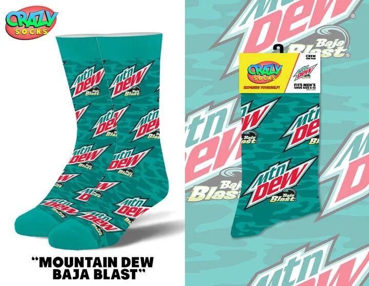 sock drying men -  Mountain Dew Baja Blast Novelty Crew Socks