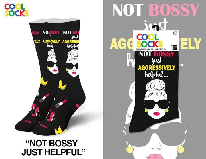 sock sets kids -  Not Bossy, Just Helpful - Womens Crew Socks