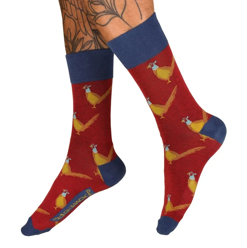 sock sets kids -  Pheasants Men's Bamboo Socks in Raspberry