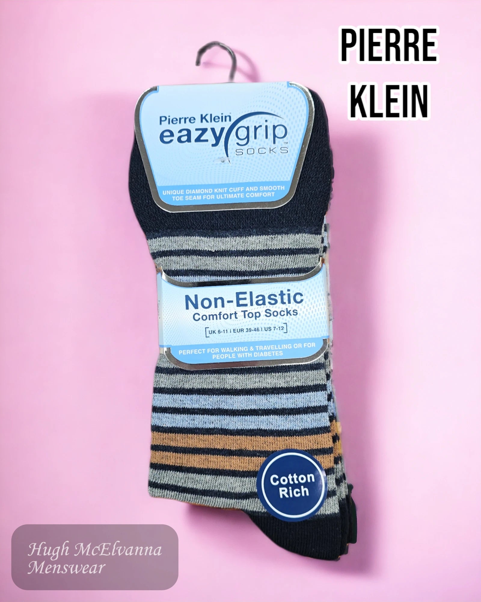 sock selection -  Pierre Klein Stripe 3Pk. Eazy Grip Socks