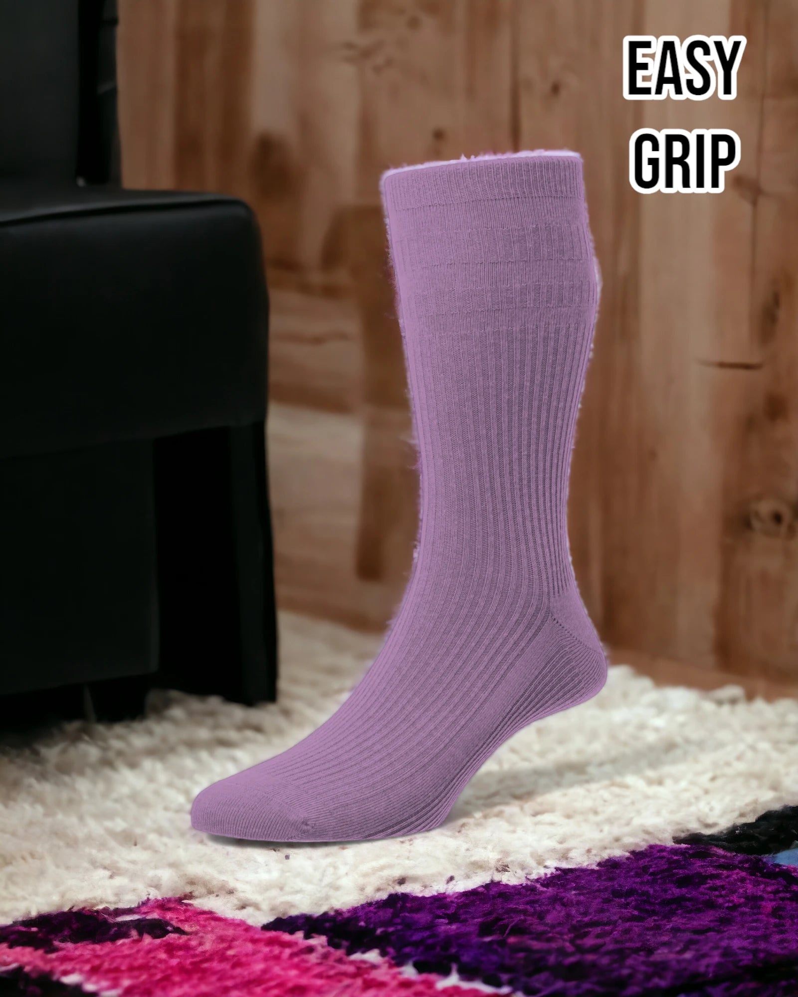 sock washing -  Purple Wool Rich Easy Grip Socks