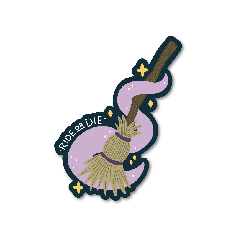 sock assortment -  Ride Or Die Witch Broom Sticker