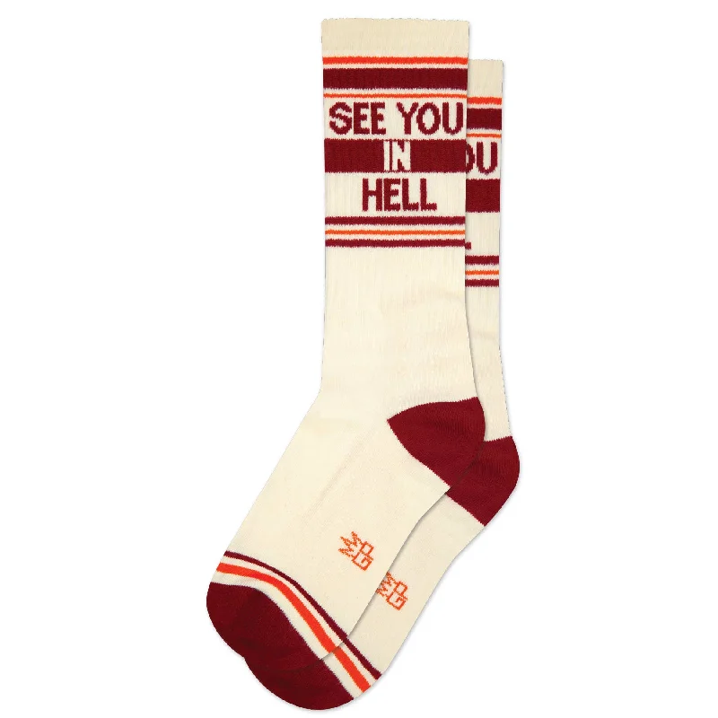 sock promotions men -  See You in Hell Gym Crew Socks