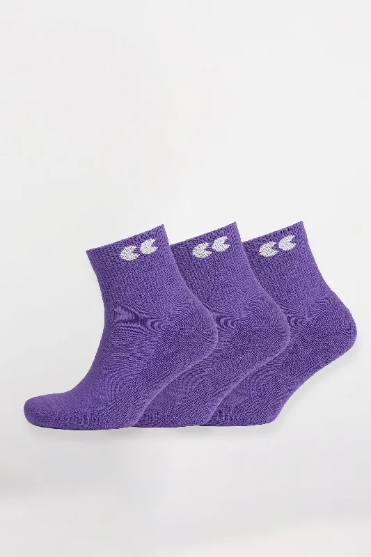 sock drying men -  Single Colour Sports Ankle Sock 3 Pack - Purple