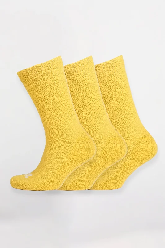 sock brands kids -  Single Colour Sports Calf Sock 3 Pack - Canary Yellow