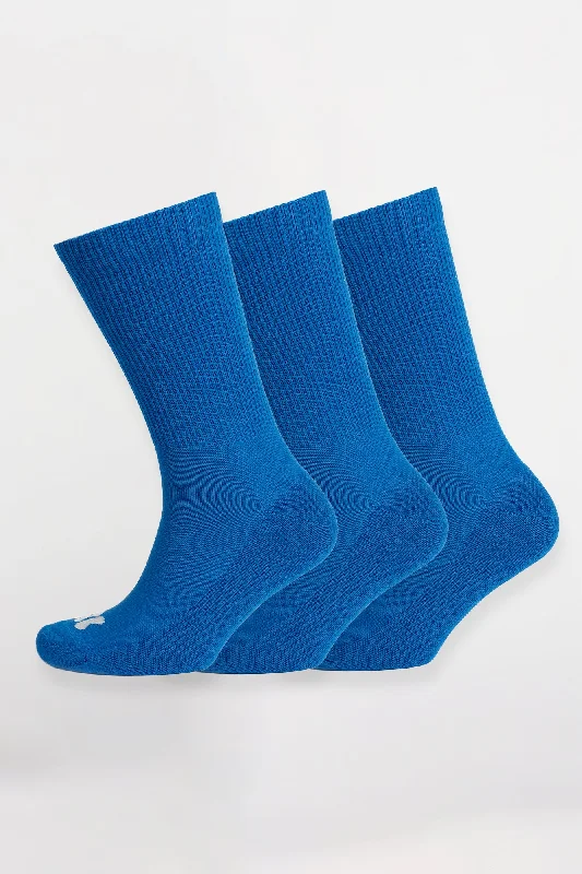 sock packs men -  Single Colour Sports Calf Sock 3 Pack - Cobalt