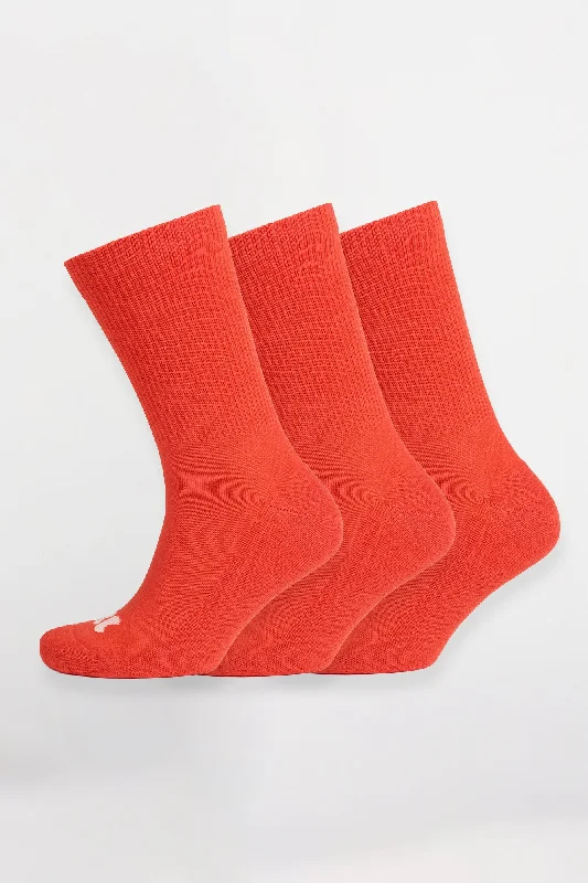 sock collections kids -  Single Colour Sports Calf Sock 3 Pack - Flame Red