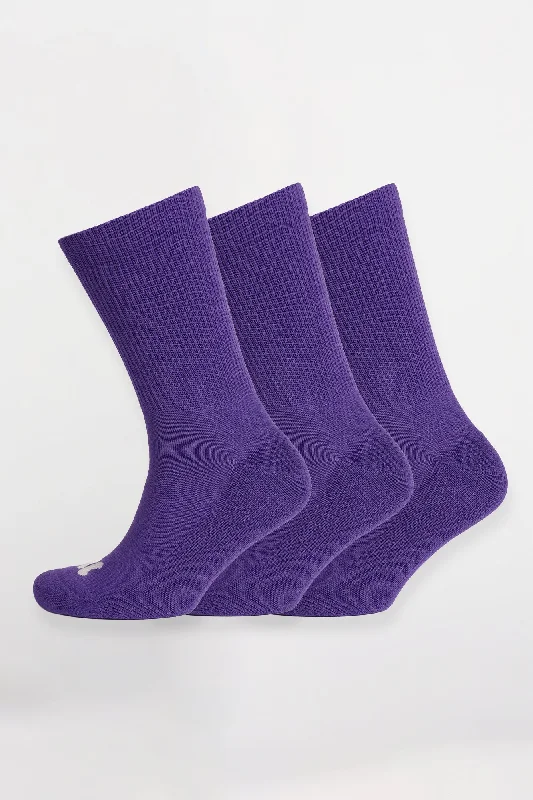 sock selection men -  Single Colour Sports Calf Sock 3 Pack - Purple